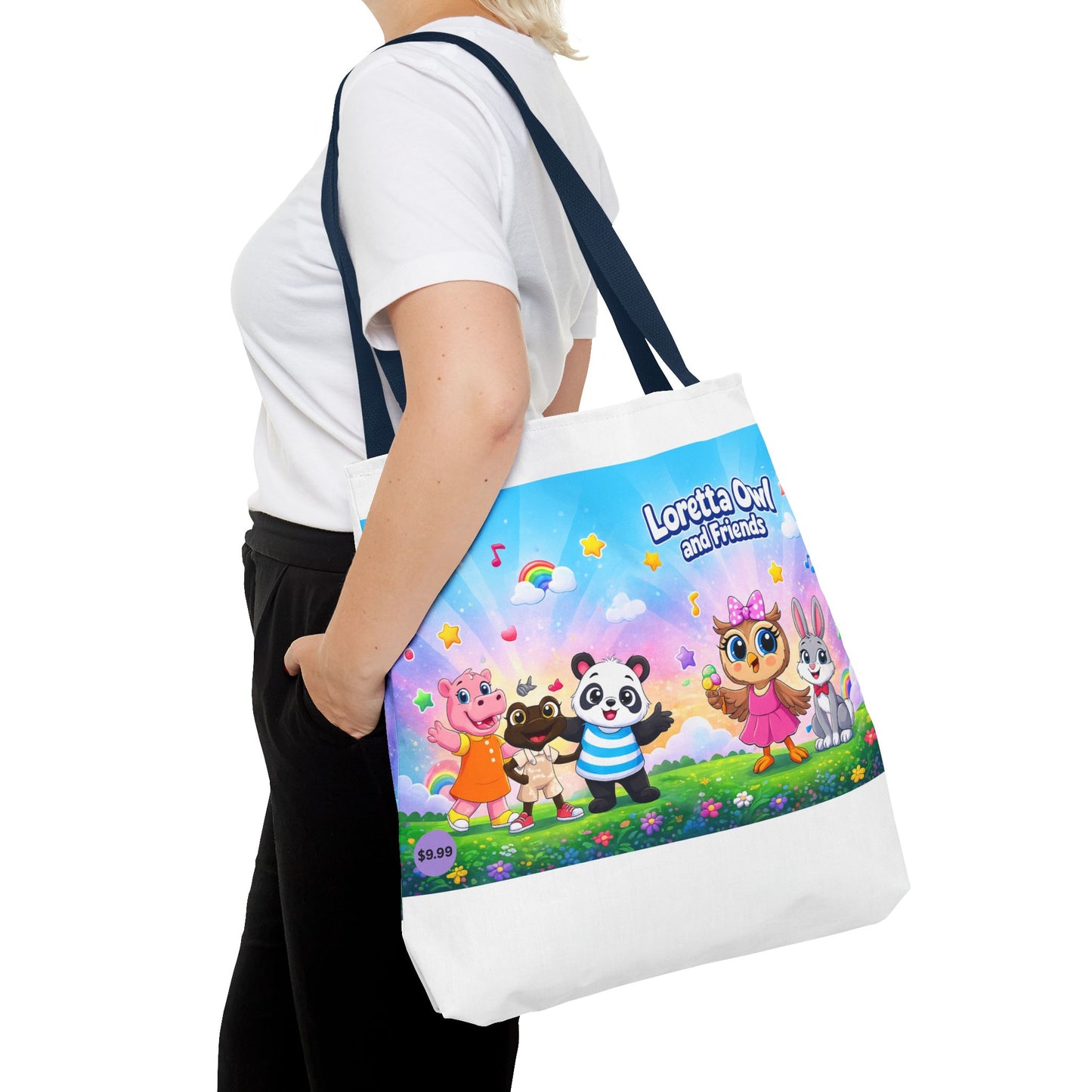 Loretta Owl and Friends Tote Bag | Cute Animal Characters, Colorful Kids Design