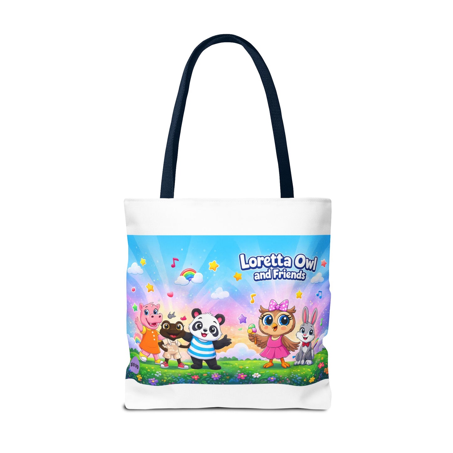 Loretta Owl and Friends Tote Bag | Cute Animal Characters, Colorful Kids Design