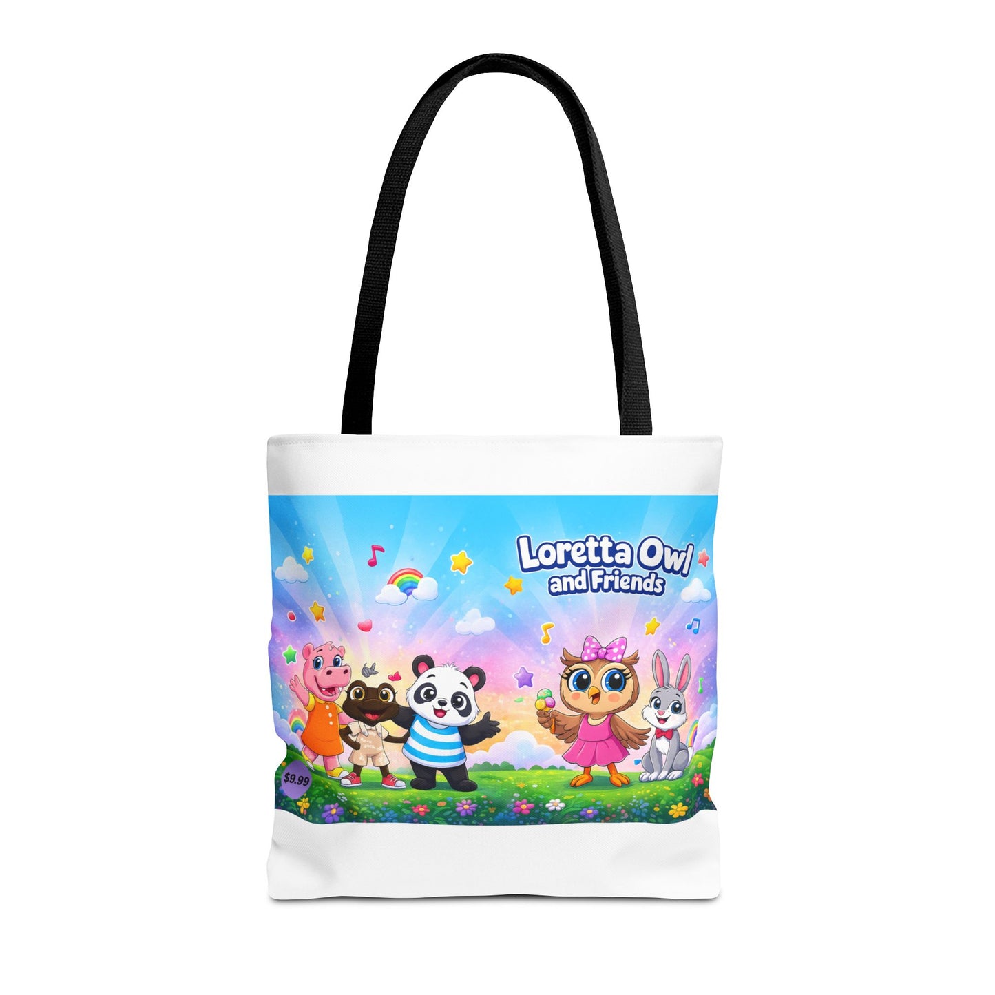 Loretta Owl and Friends Tote Bag | Cute Animal Characters, Colorful Kids Design