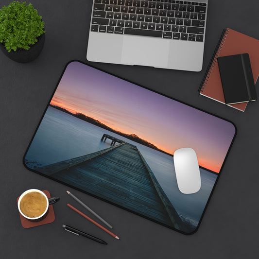 Lakeside Calm Desk Mat | Tranquil Lake Dock Landscape Desk Pad