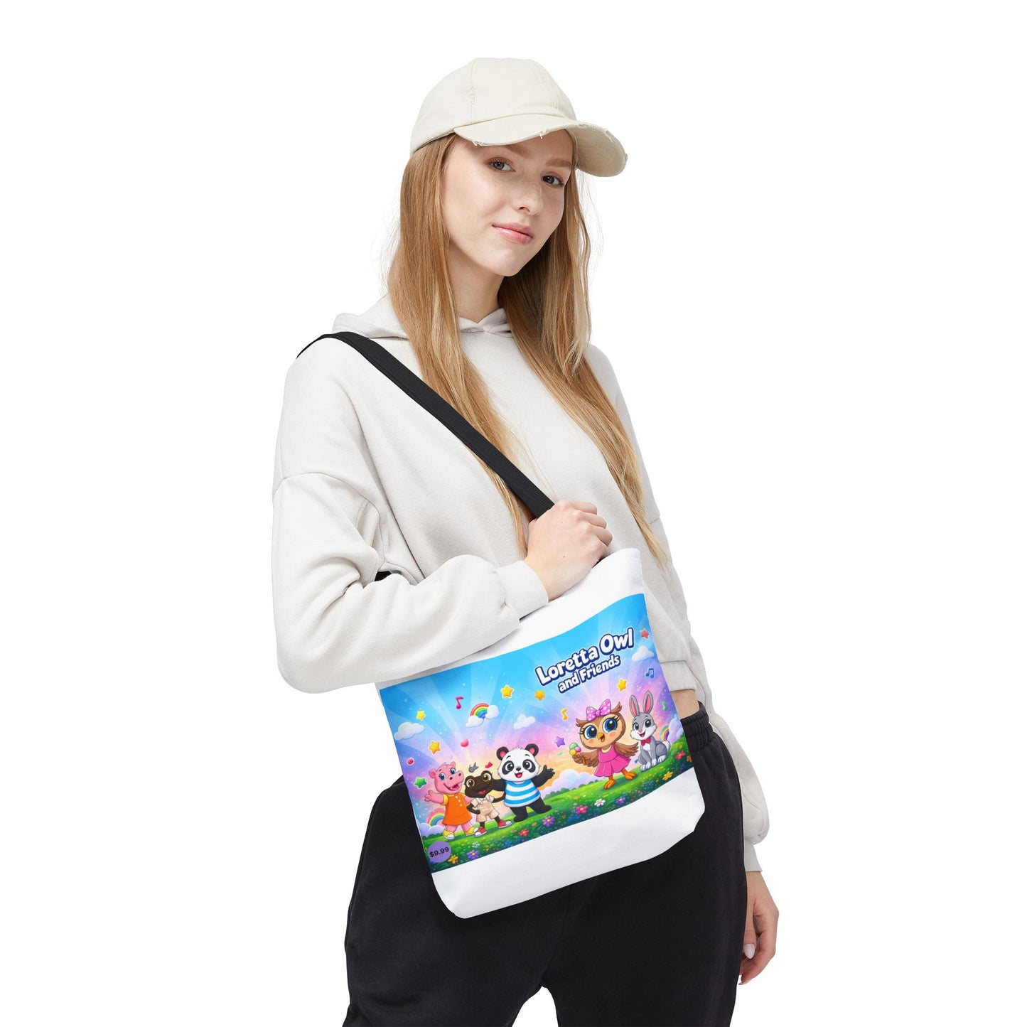 Loretta Owl and Friends Tote Bag | Cute Animal Characters, Colorful Kids Design
