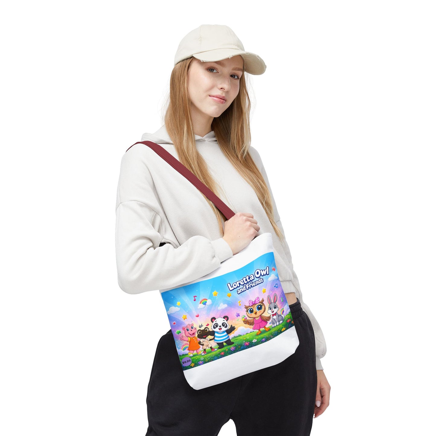 Loretta Owl and Friends Tote Bag | Cute Animal Characters, Colorful Kids Design