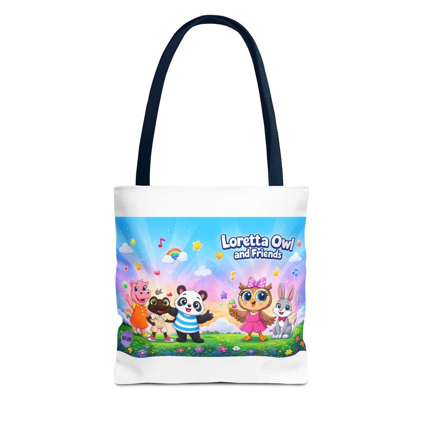 Loretta Owl and Friends Tote Bag | Cute Animal Characters, Colorful Kids Design