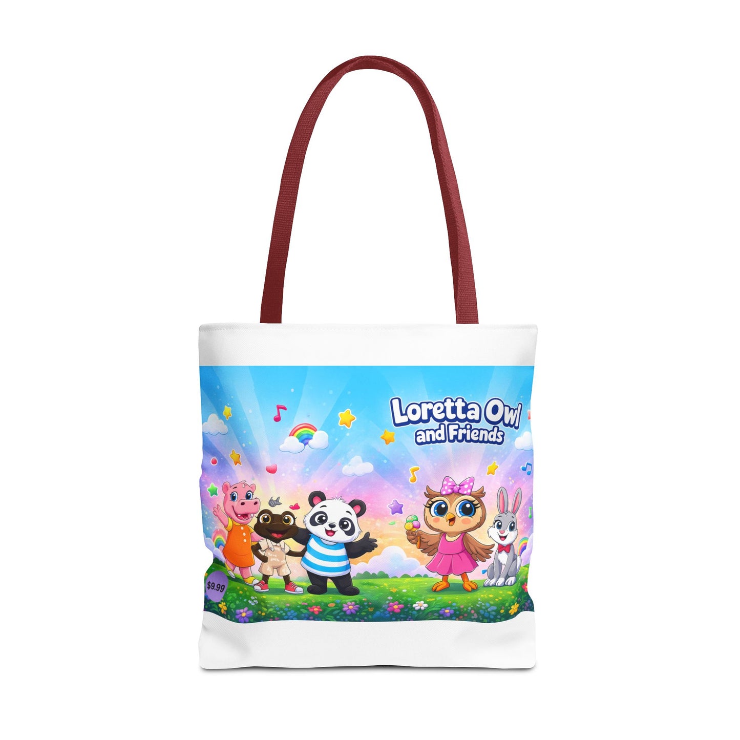 Loretta Owl and Friends Tote Bag | Cute Animal Characters, Colorful Kids Design