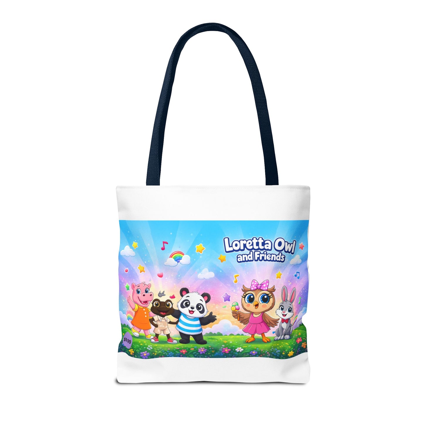 Loretta Owl and Friends Tote Bag | Cute Animal Characters, Colorful Kids Design