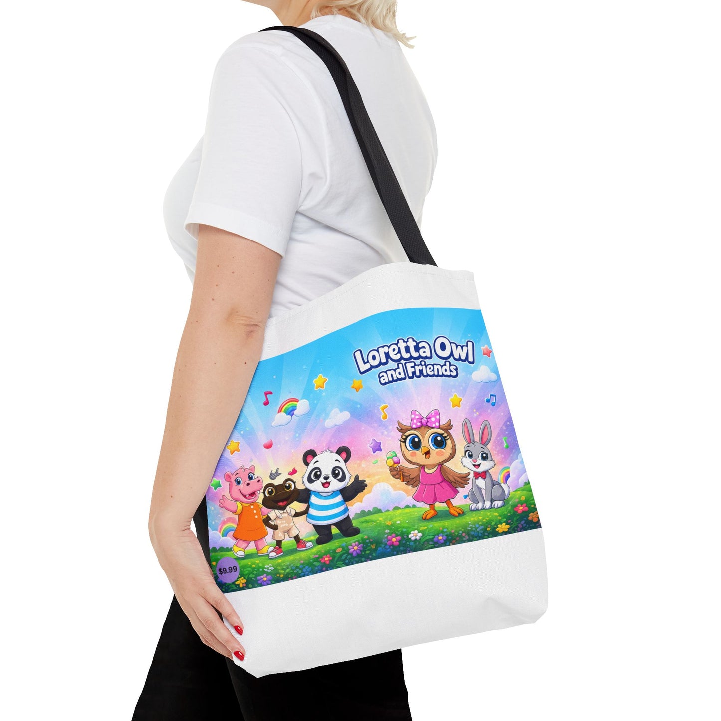 Loretta Owl and Friends Tote Bag | Cute Animal Characters, Colorful Kids Design