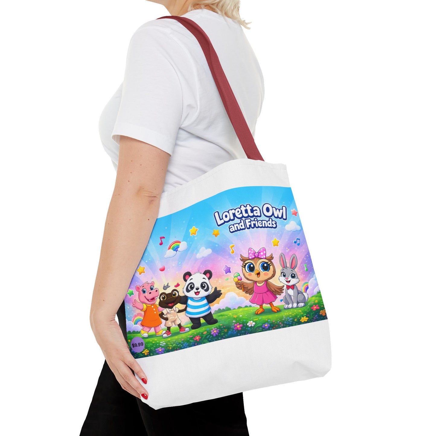 Loretta Owl and Friends Tote Bag | Cute Animal Characters, Colorful Kids Design