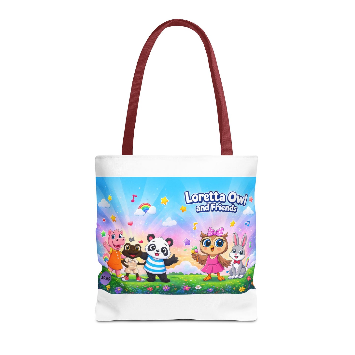 Loretta Owl and Friends Tote Bag | Cute Animal Characters, Colorful Kids Design