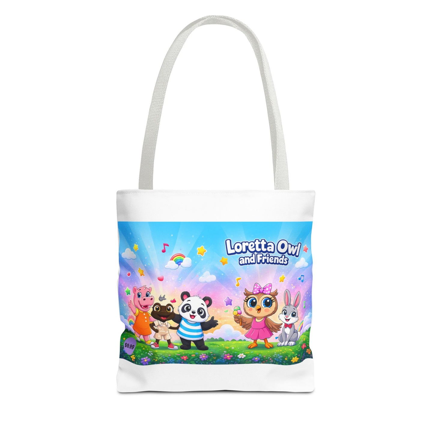 Loretta Owl and Friends Tote Bag | Cute Animal Characters, Colorful Kids Design