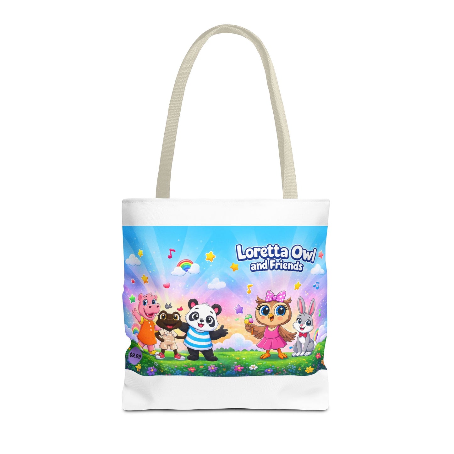 Loretta Owl and Friends Tote Bag | Cute Animal Characters, Colorful Kids Design