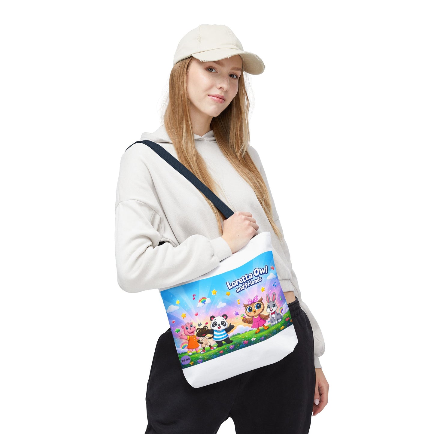 Loretta Owl and Friends Tote Bag | Cute Animal Characters, Colorful Kids Design