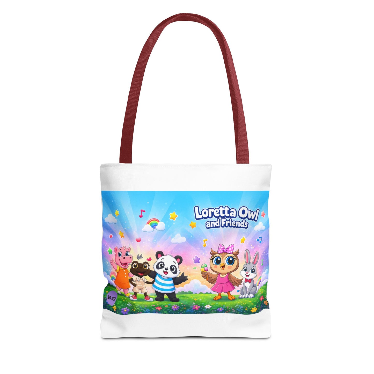 Loretta Owl and Friends Tote Bag | Cute Animal Characters, Colorful Kids Design