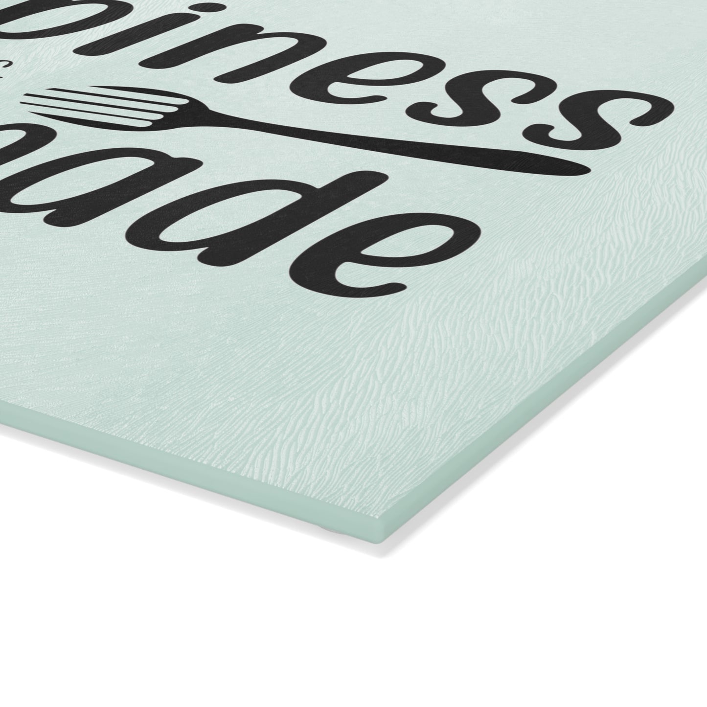 Happiness is Homemade Glass Cutting Board | Kitchen Quote, Mint Background
