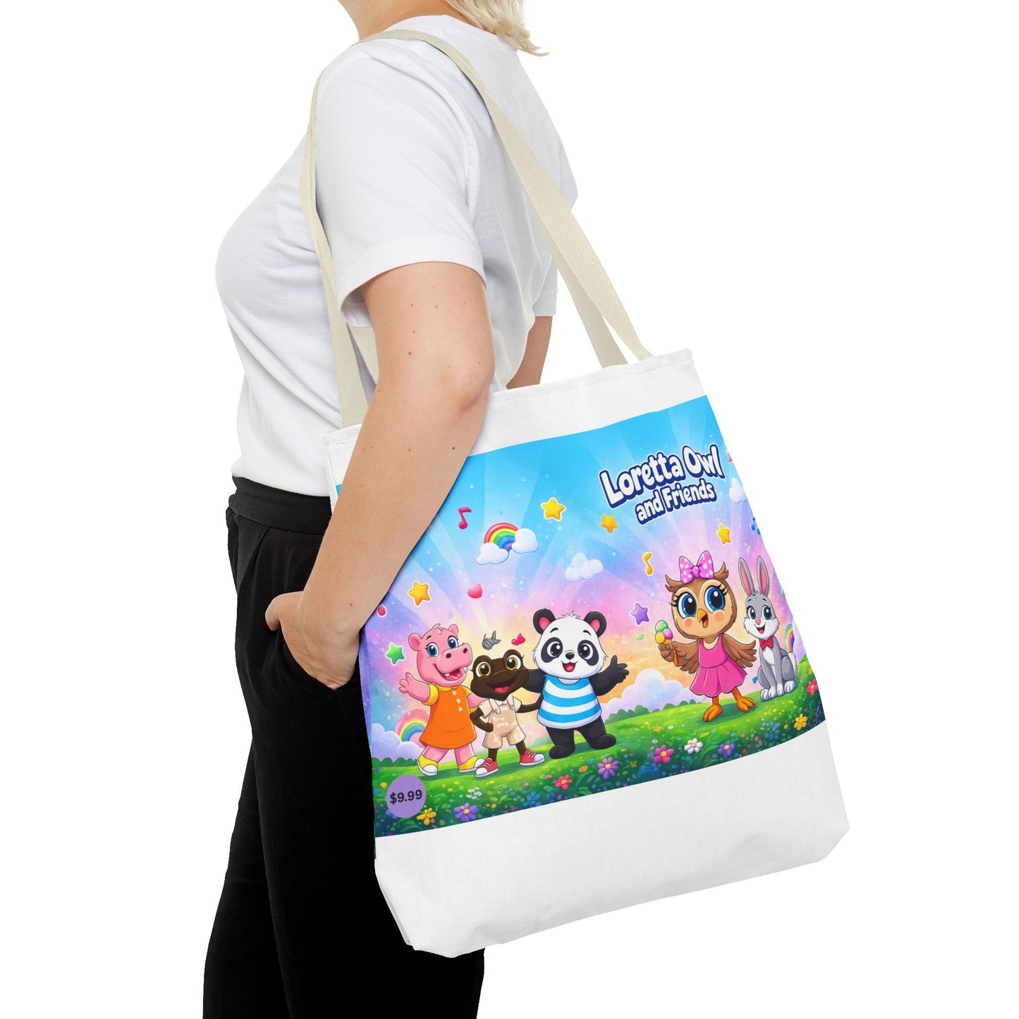 Loretta Owl and Friends Tote Bag | Cute Animal Characters, Colorful Kids Design
