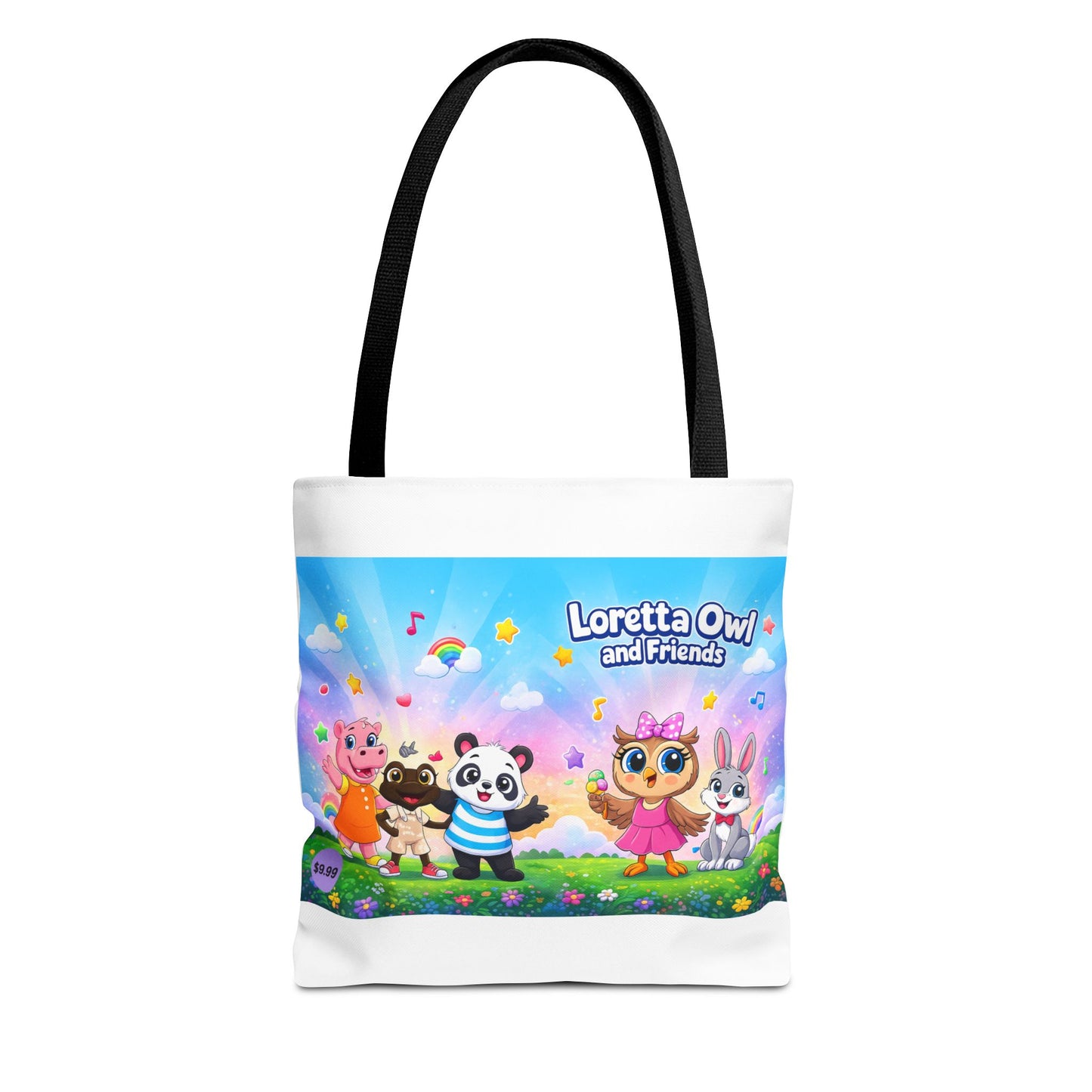 Loretta Owl and Friends Tote Bag | Cute Animal Characters, Colorful Kids Design