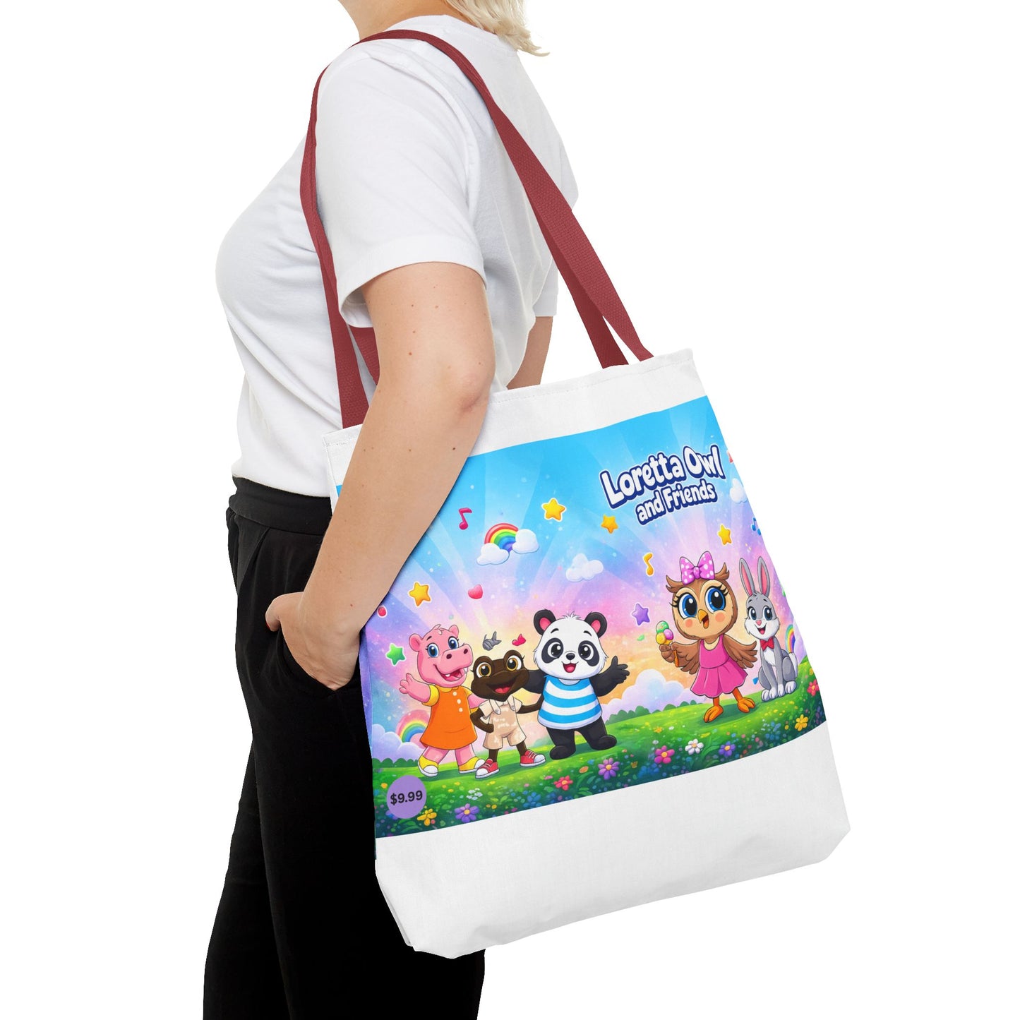 Loretta Owl and Friends Tote Bag | Cute Animal Characters, Colorful Kids Design