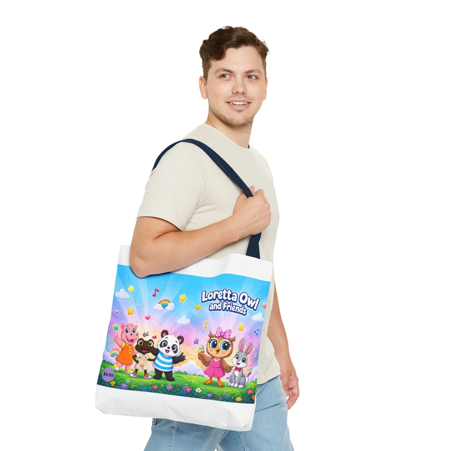 Loretta Owl and Friends Tote Bag | Cute Animal Characters, Colorful Kids Design