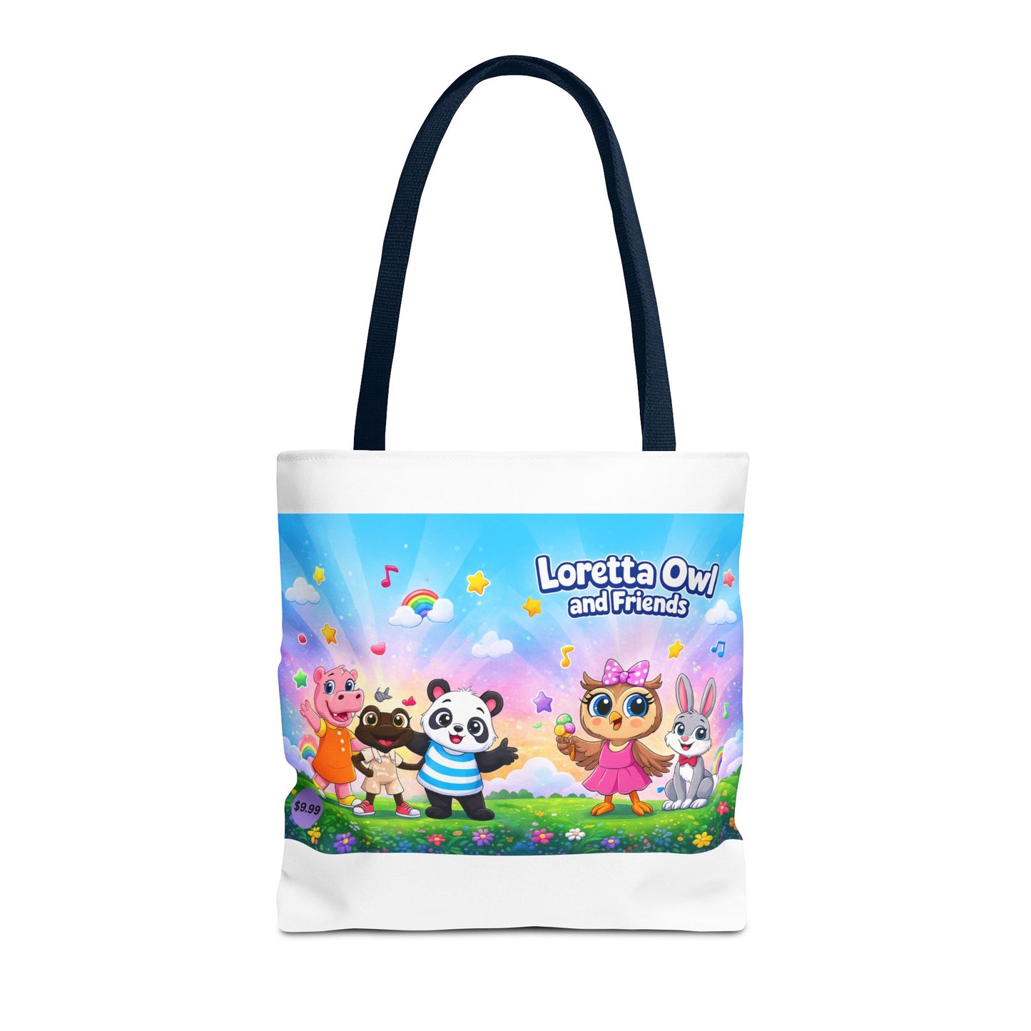 Loretta Owl and Friends Tote Bag | Cute Animal Characters, Colorful Kids Design