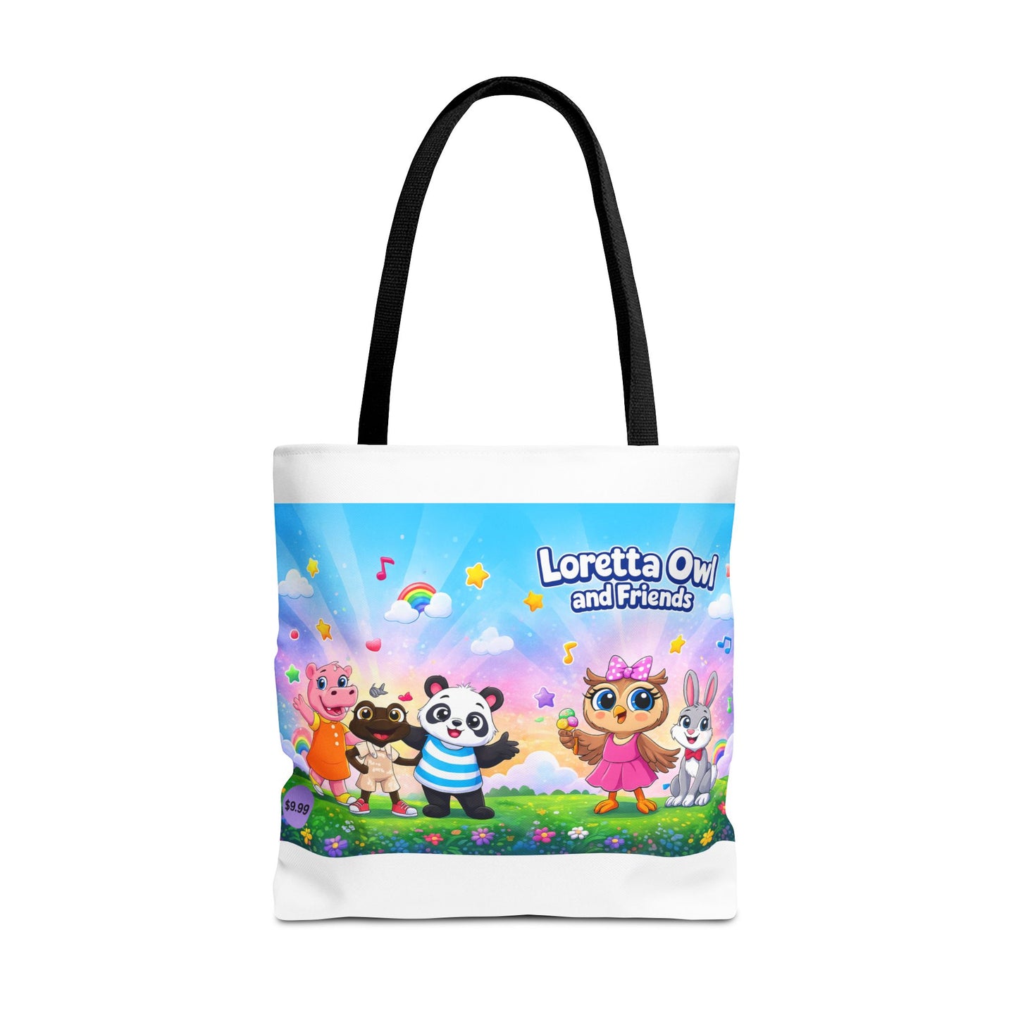 Loretta Owl and Friends Tote Bag | Cute Animal Characters, Colorful Kids Design