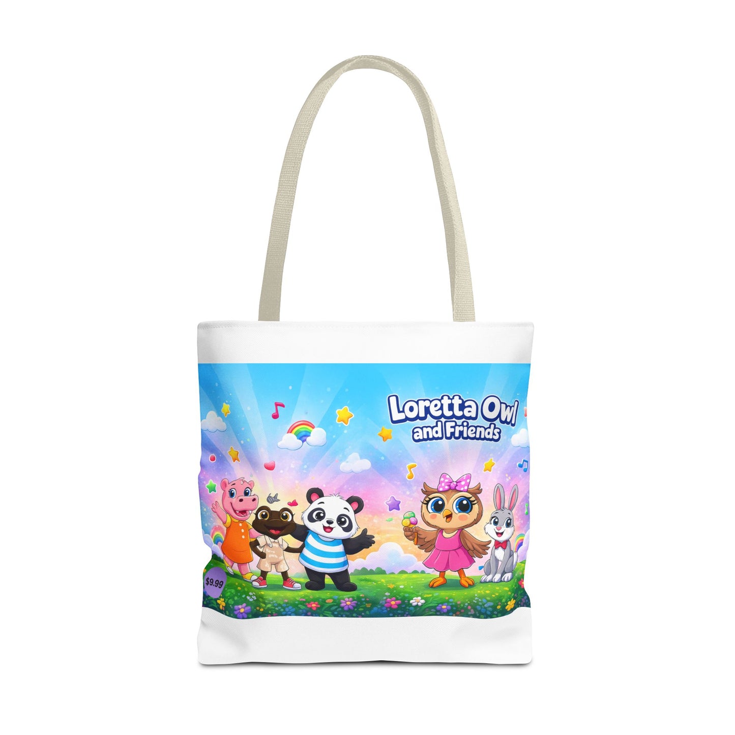 Loretta Owl and Friends Tote Bag | Cute Animal Characters, Colorful Kids Design