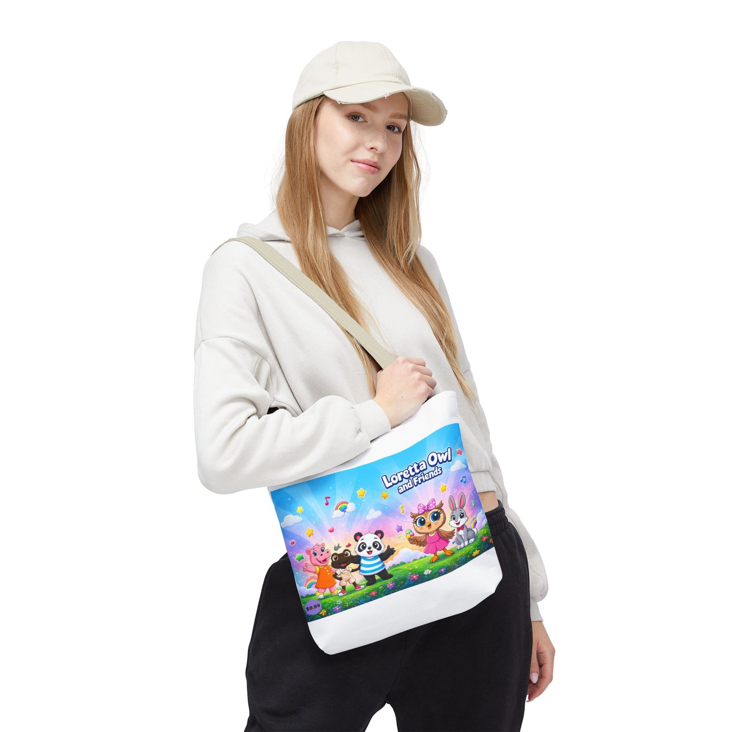 Loretta Owl and Friends Tote Bag | Cute Animal Characters, Colorful Kids Design