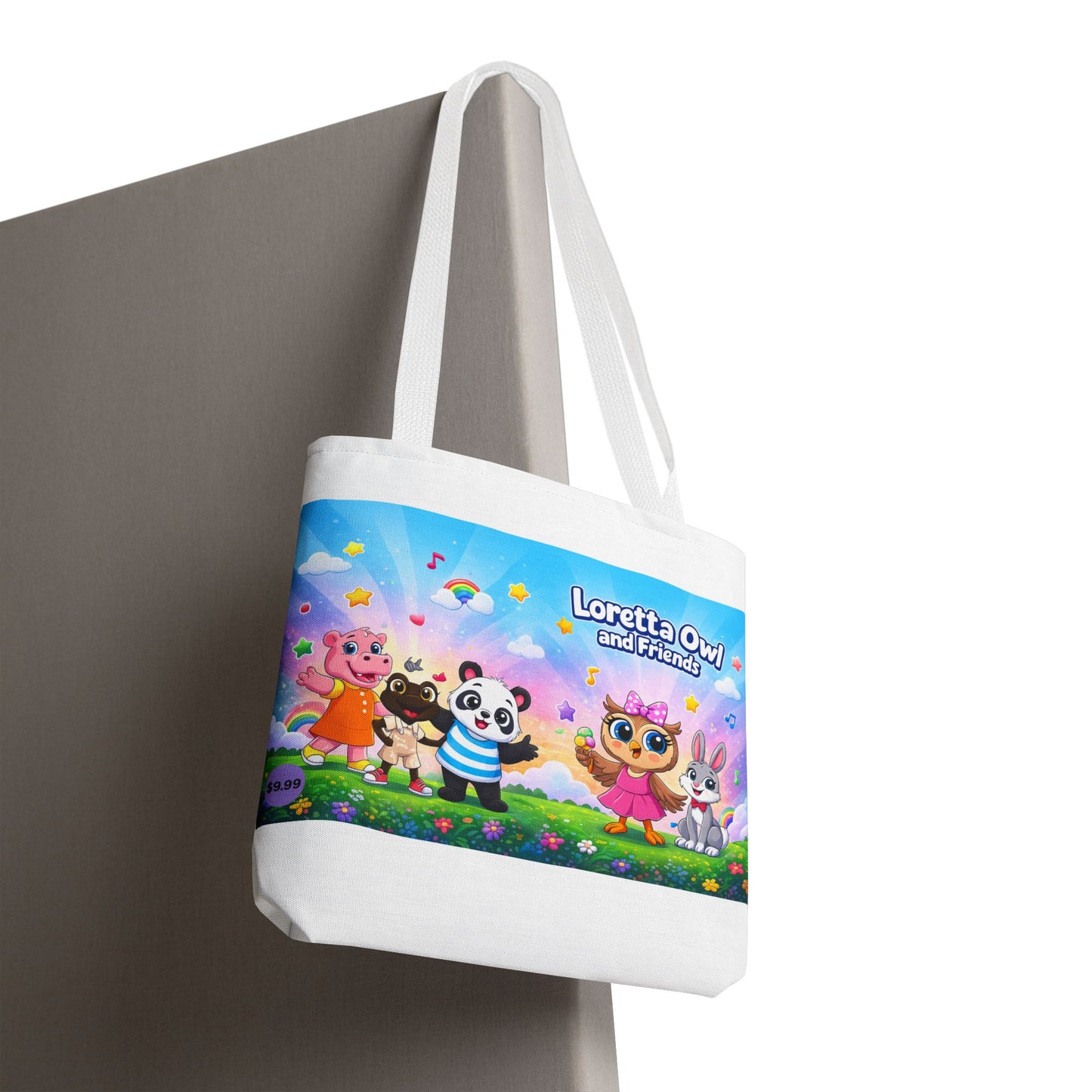 Loretta Owl and Friends Tote Bag | Cute Animal Characters, Colorful Kids Design