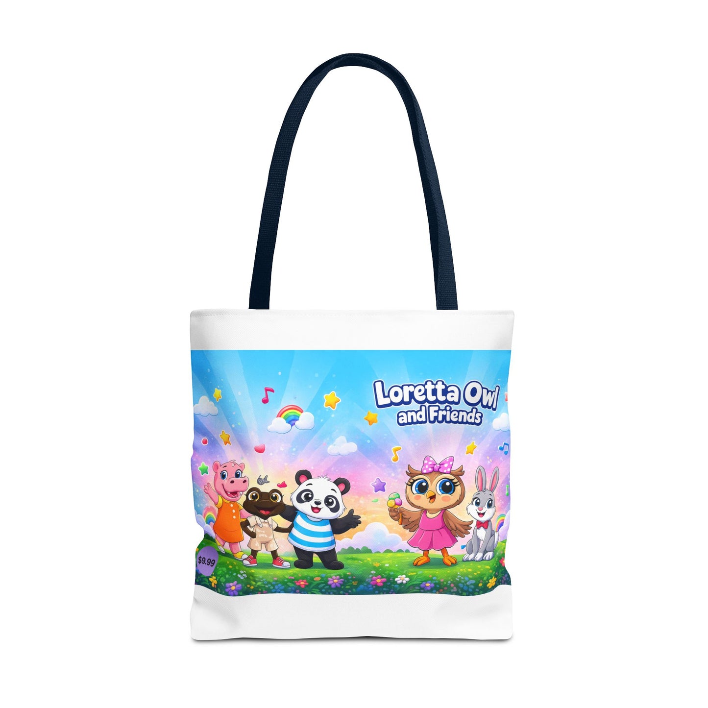Loretta Owl and Friends Tote Bag | Cute Animal Characters, Colorful Kids Design
